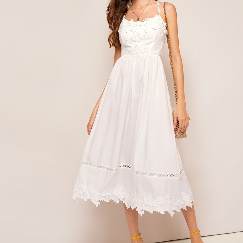 COPY - NWT BOHO Contrast lace Cami dress, lace dress, blue dress, midi dress,